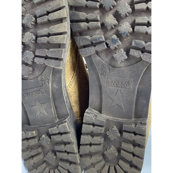 Bamboo Boots Warrior Womens Sz 6  Brown Faux Suede Fur Ankle Boots Lace Up - Picture 10 of 12